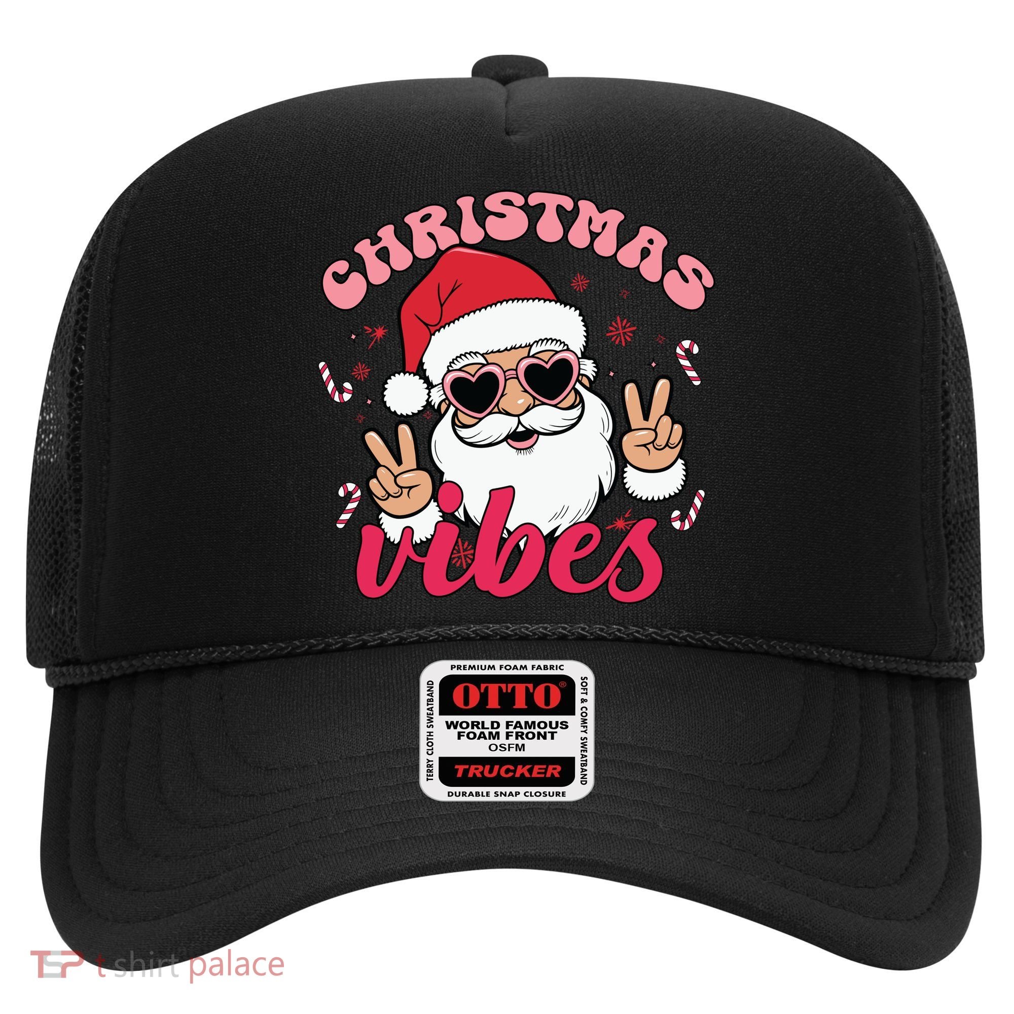 Christmas Vibes Santa Claus Peace Retro Groovy Hat
