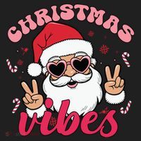 Christmas Vibes Santa Claus Peace Retro Groovy Hat thumb 2