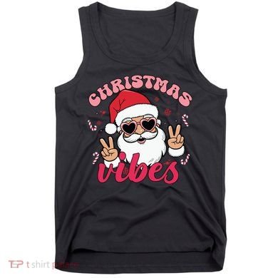 Christmas Vibes Santa Claus Peace Retro Groovy Tank Top