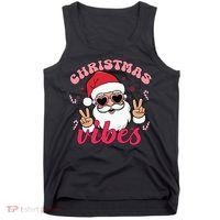 Christmas Vibes Santa Claus Peace Retro Groovy Tank Top thumb 0