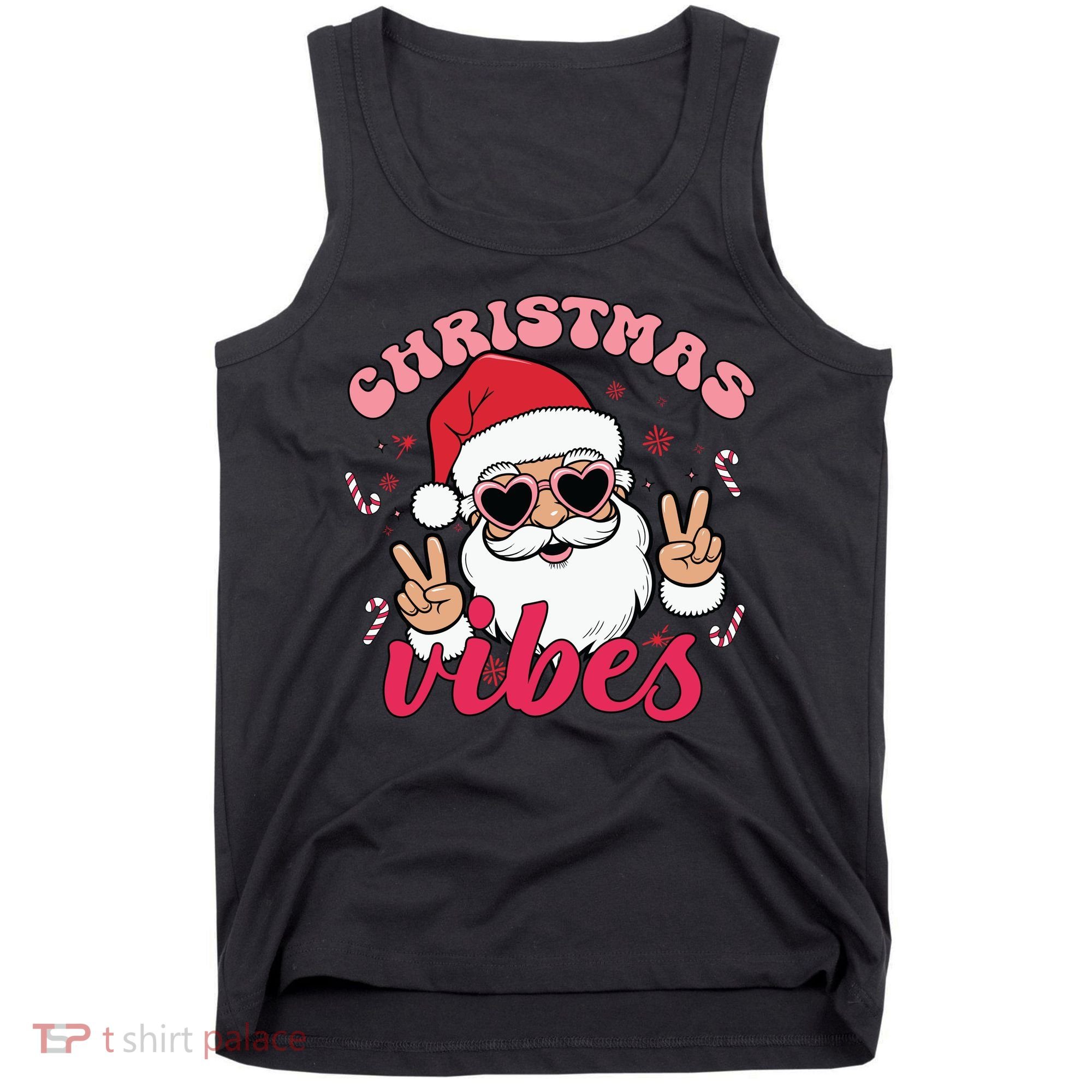 Christmas Vibes Santa Claus Peace Retro Groovy Tank Top