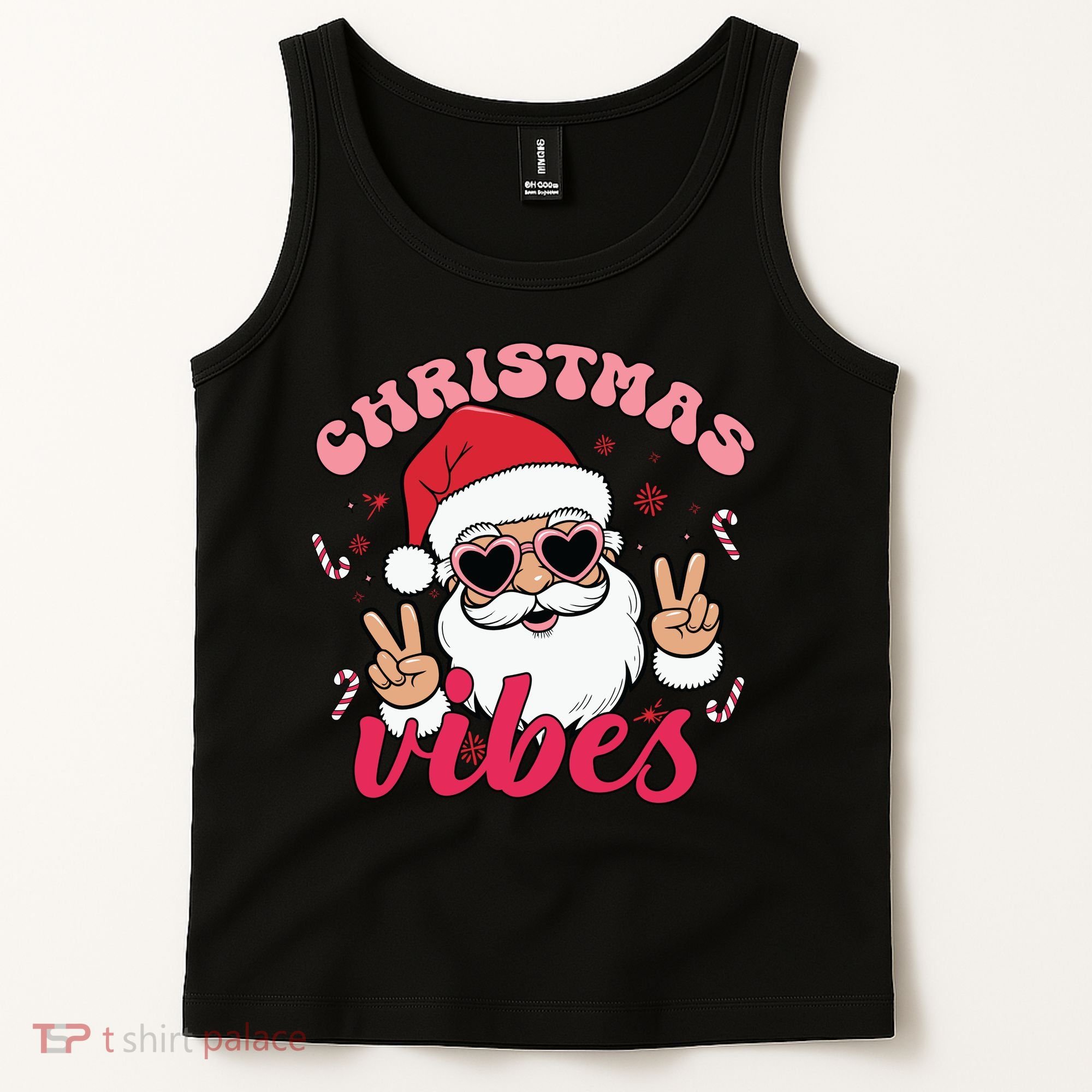 Christmas Vibes Santa Claus Peace Retro Groovy Tank Top