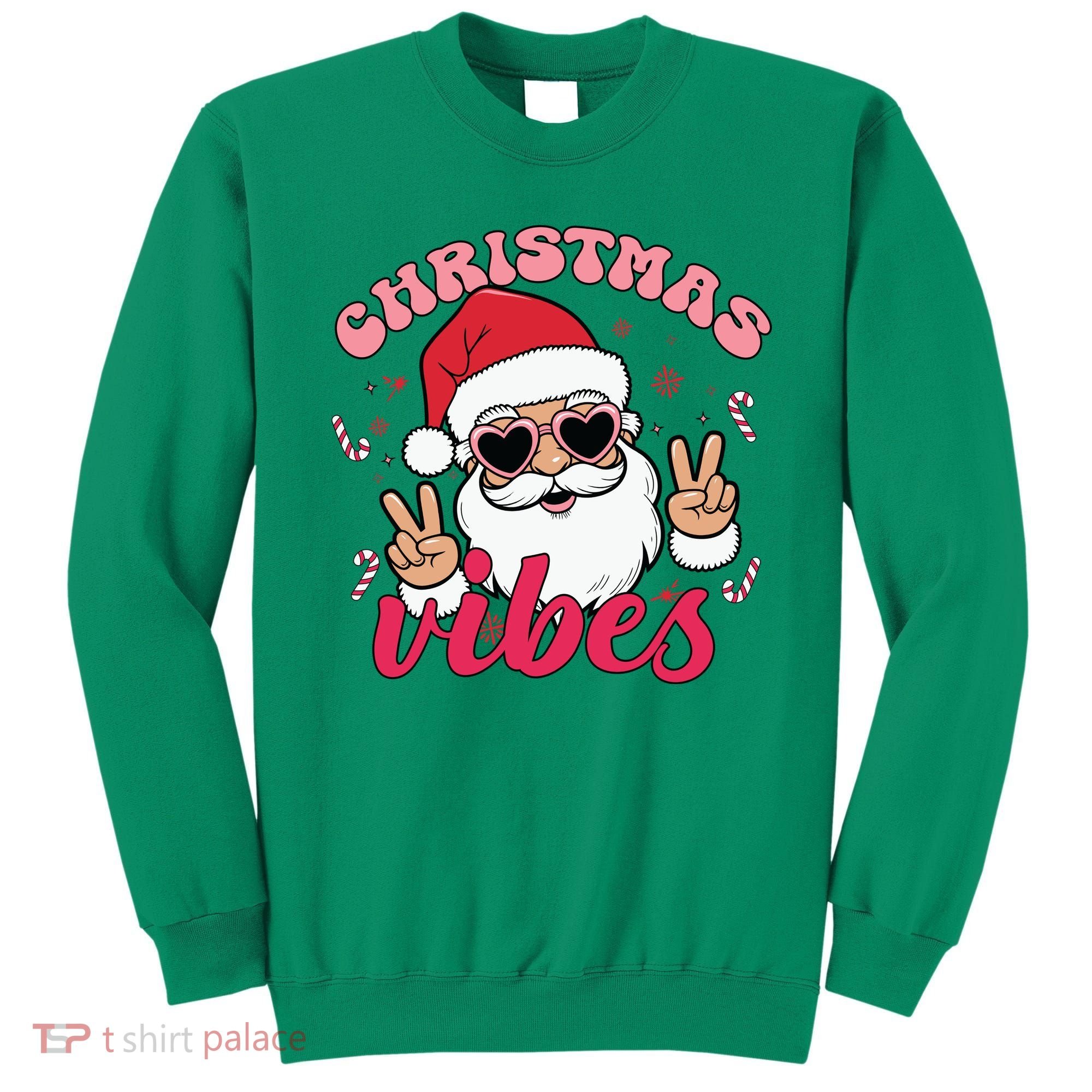 Christmas Vibes Santa Claus Peace Retro Groovy Sweatshirt