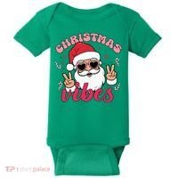 Christmas Vibes Santa Claus Peace Retro Groovy Baby Bodysuit thumb 0