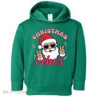 Christmas Vibes Santa Claus Peace Retro Groovy Toddler Hoodie thumb 0