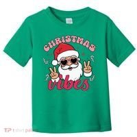 Christmas Vibes Santa Claus Peace Retro Groovy Toddler T-Shirt thumb 0