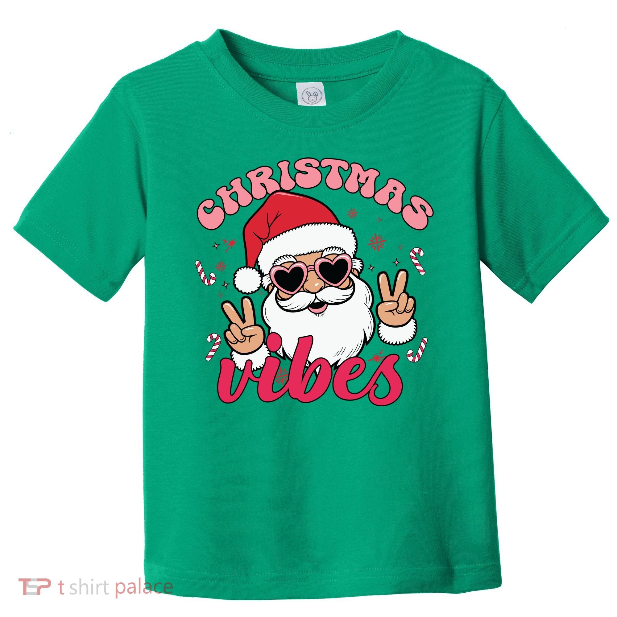 Christmas Vibes Santa Claus Peace Retro Groovy Toddler T-Shirt