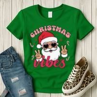 Christmas Vibes Santa Claus Peace Retro Groovy Women's T-Shirt thumb 3