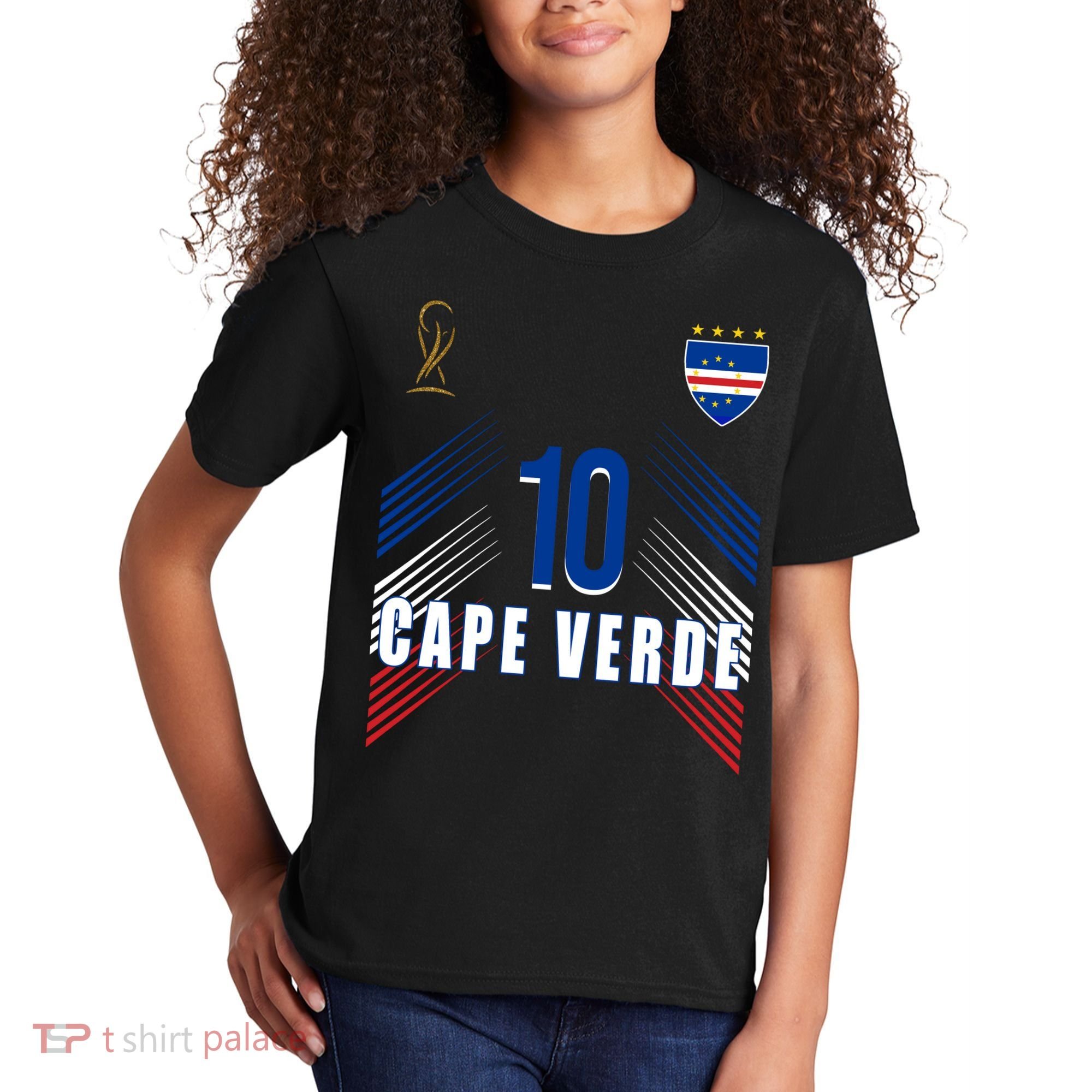 Cape Verde Soccer Jersey Flag Cape Verdean Pride Kids T-Shirt