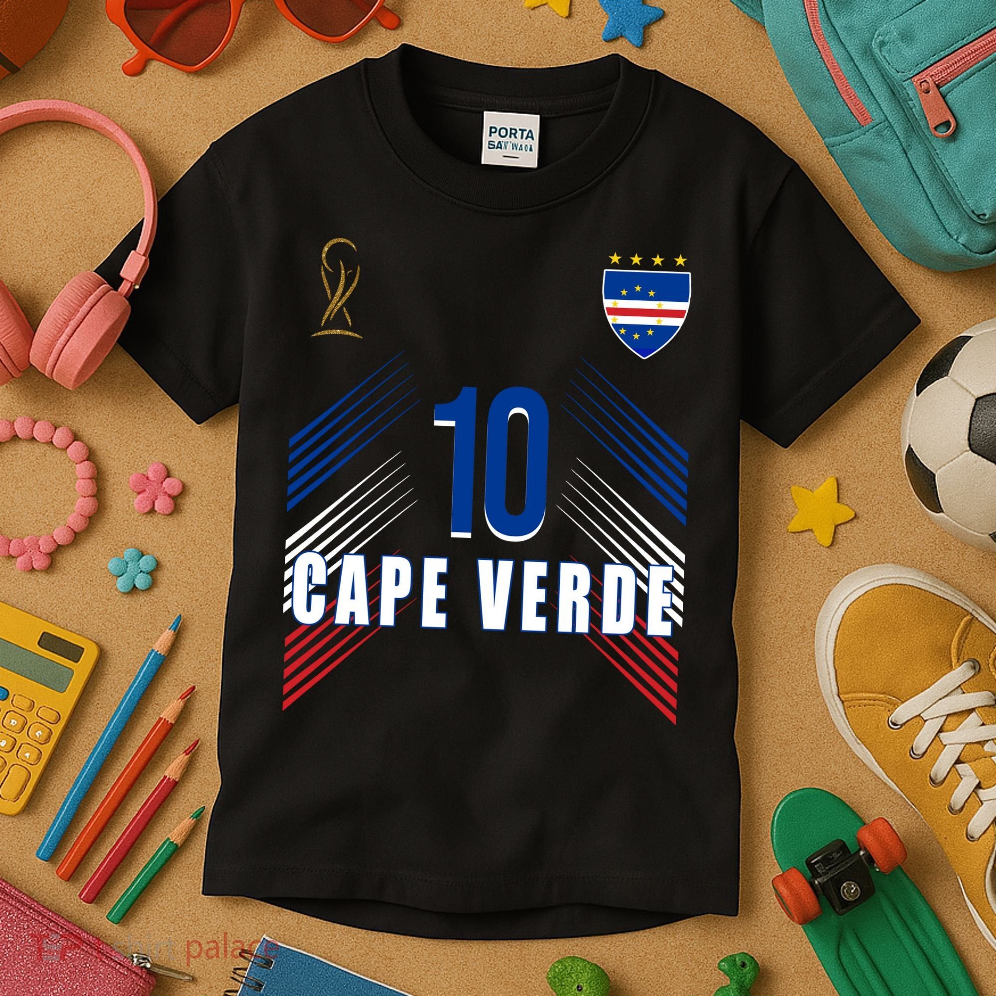 Cape Verde Soccer Jersey Flag Cape Verdean Pride Kids T-Shirt