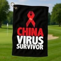 China Virus Survivor Golf Towel thumb 1