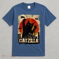 Catzilla Vintage Tee Funny Kitten And Cat Art Japanese Sunset T-Shirt thumb 4