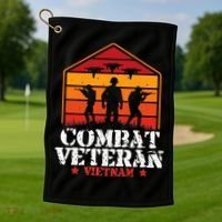 Combat Veteran Vietnam Veterans Day Premium Golf Towel thumb 1