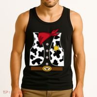 Cowboy Vest Western Sheriff Costume Cool Easy Halloween Gift Tank Top thumb 3