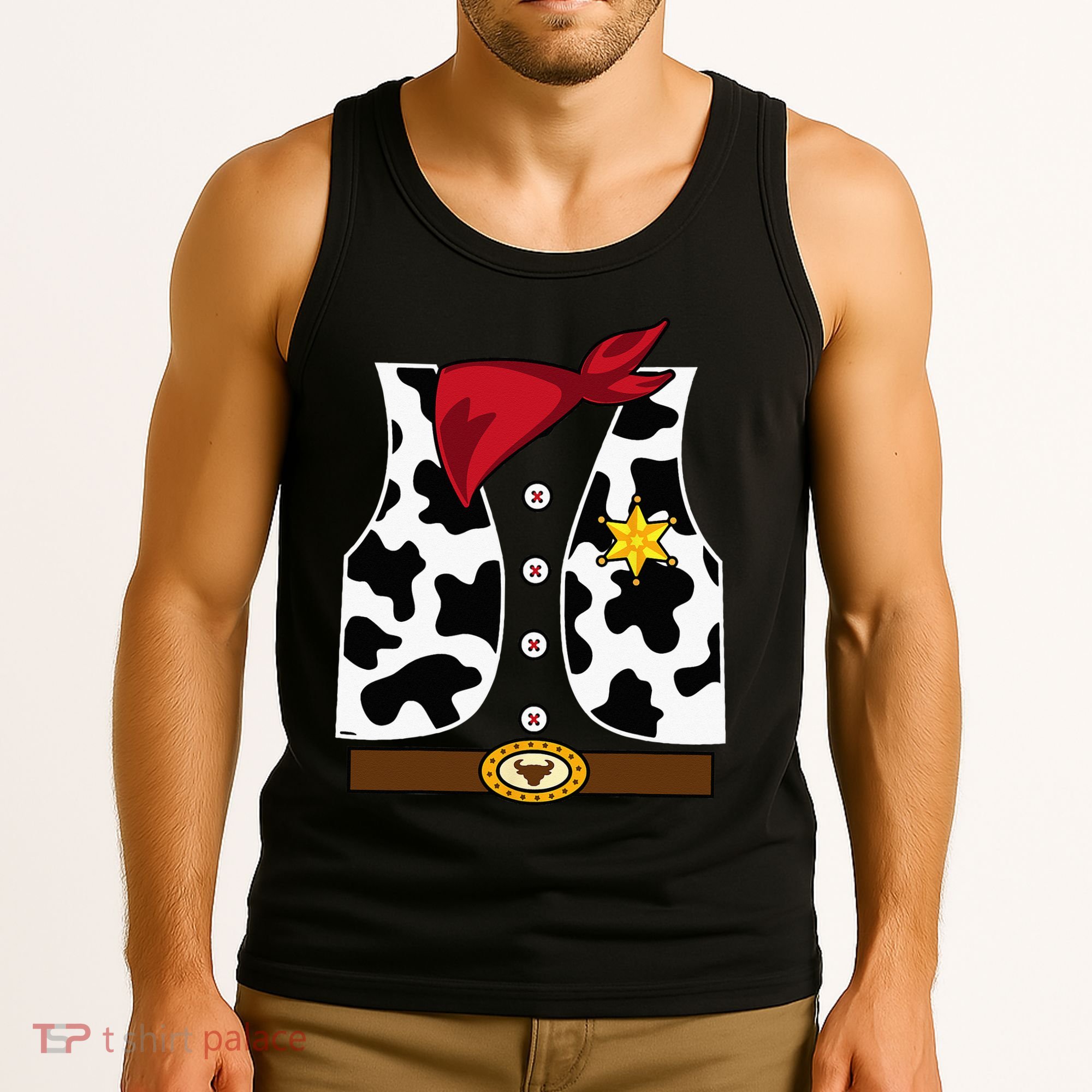 Cowboy Vest Western Sheriff Costume Cool Easy Halloween Gift Tank Top