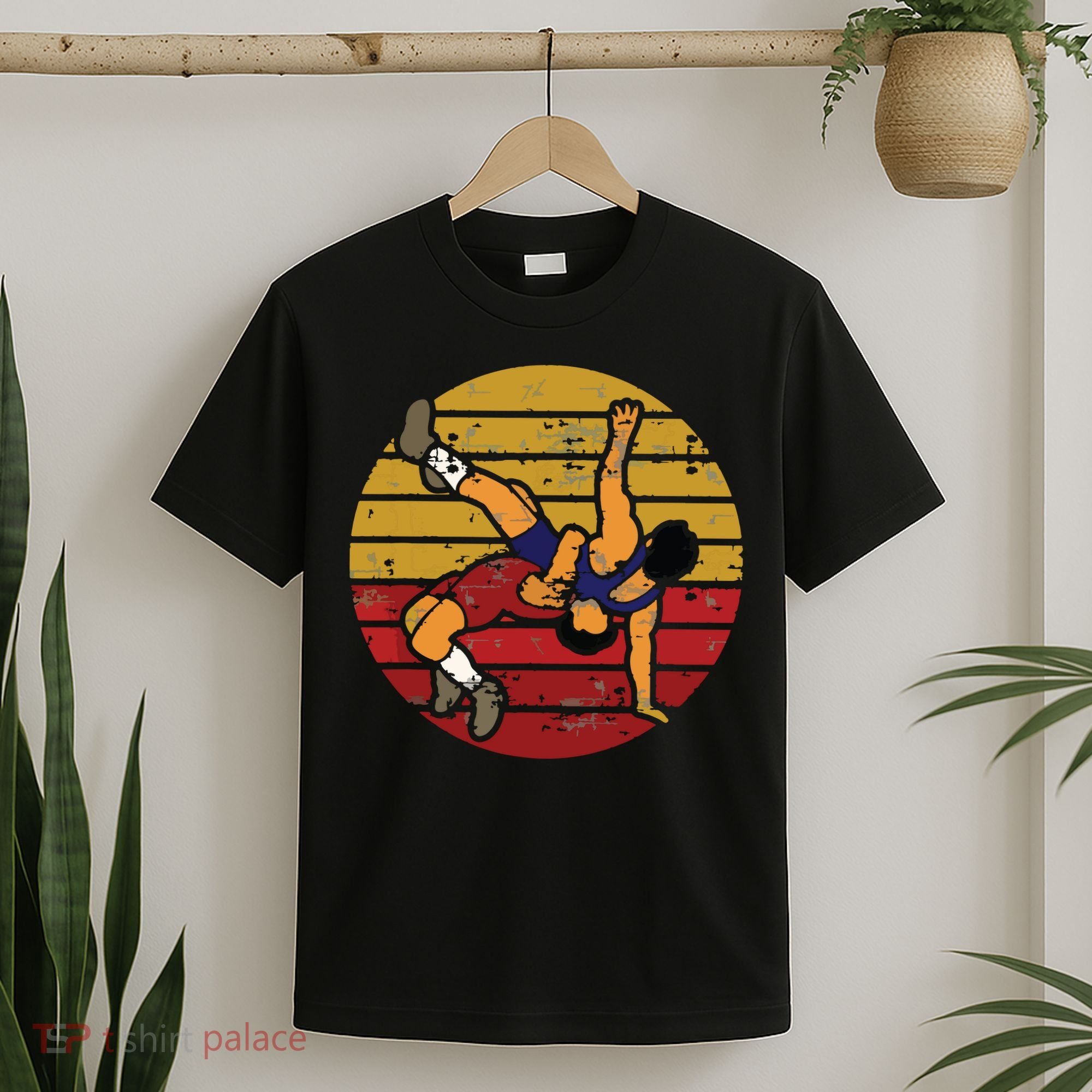 Cool Vintage Wrestling Sun Takedown Sport Wrestler Gift T-Shirt