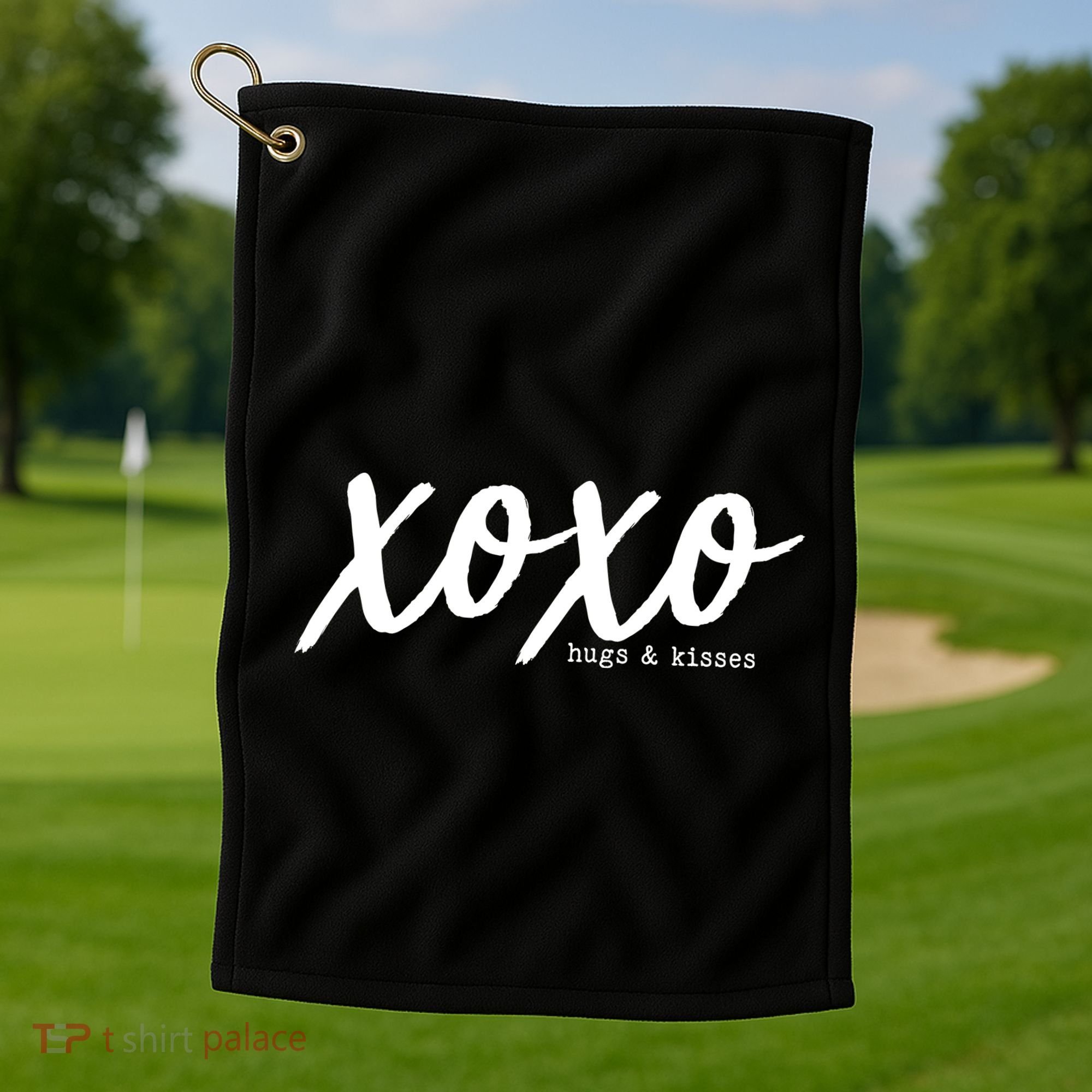 Cute Valentine X O X O Hugs And Kisses Golf Towel