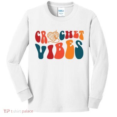Crochet Vibes Yarn Kids Long Sleeve Shirt