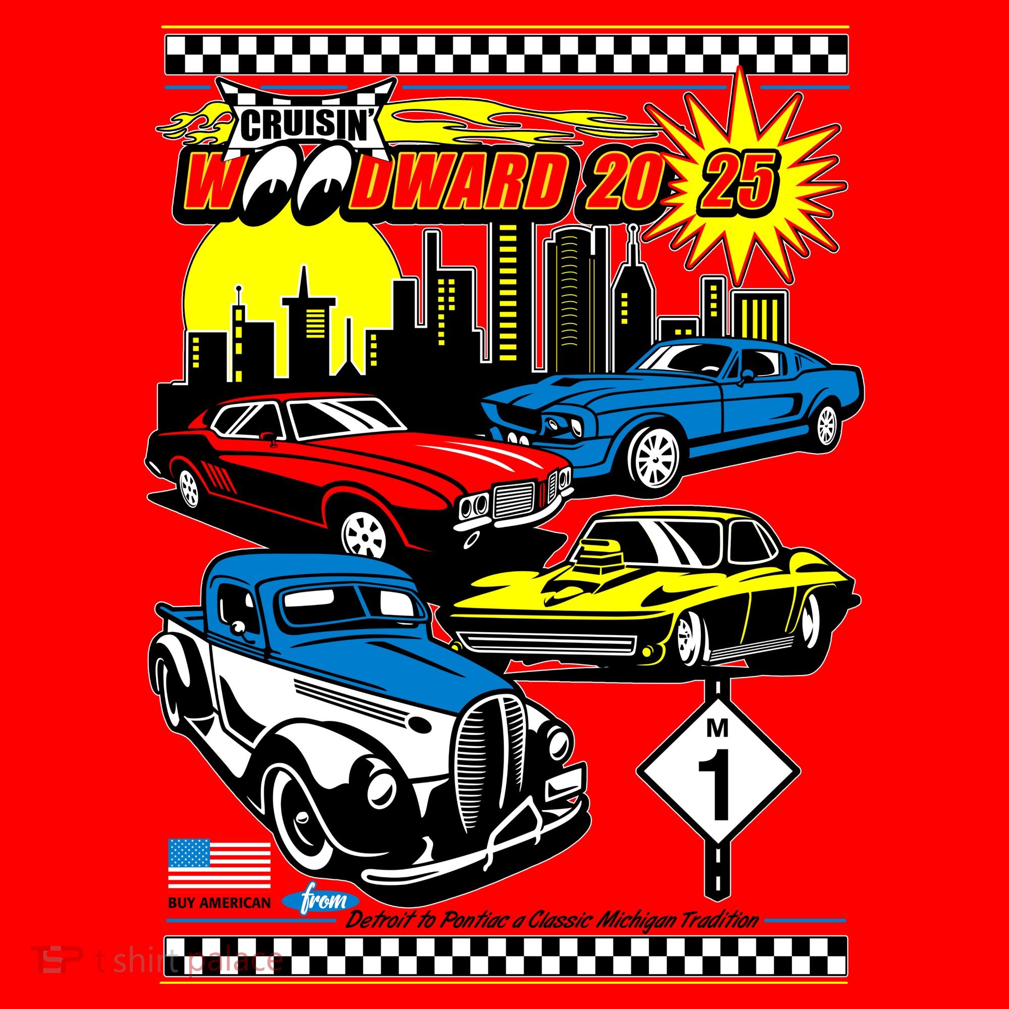 Cruisin Woodward 2025 Motown Skyline Santa Hat