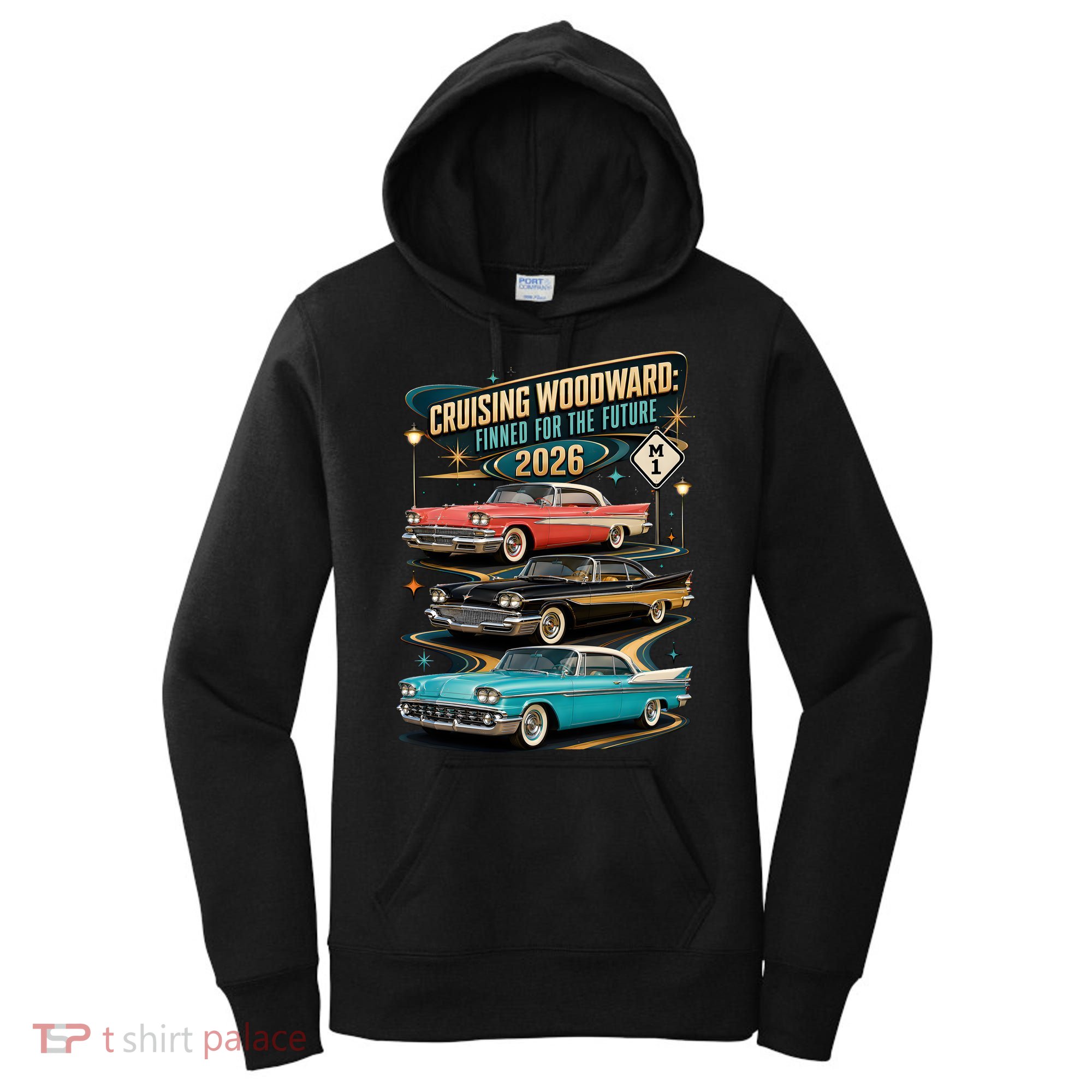 Cruising Woodward 2026 Finned Classic Car Cruise M1 Women's Hoodie