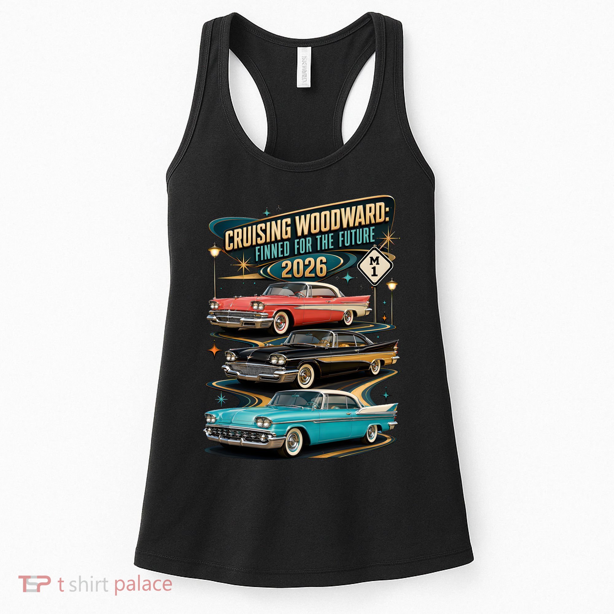 Cruising Woodward 2026 Finned Classic Car Cruise M1 Women's Tank Top