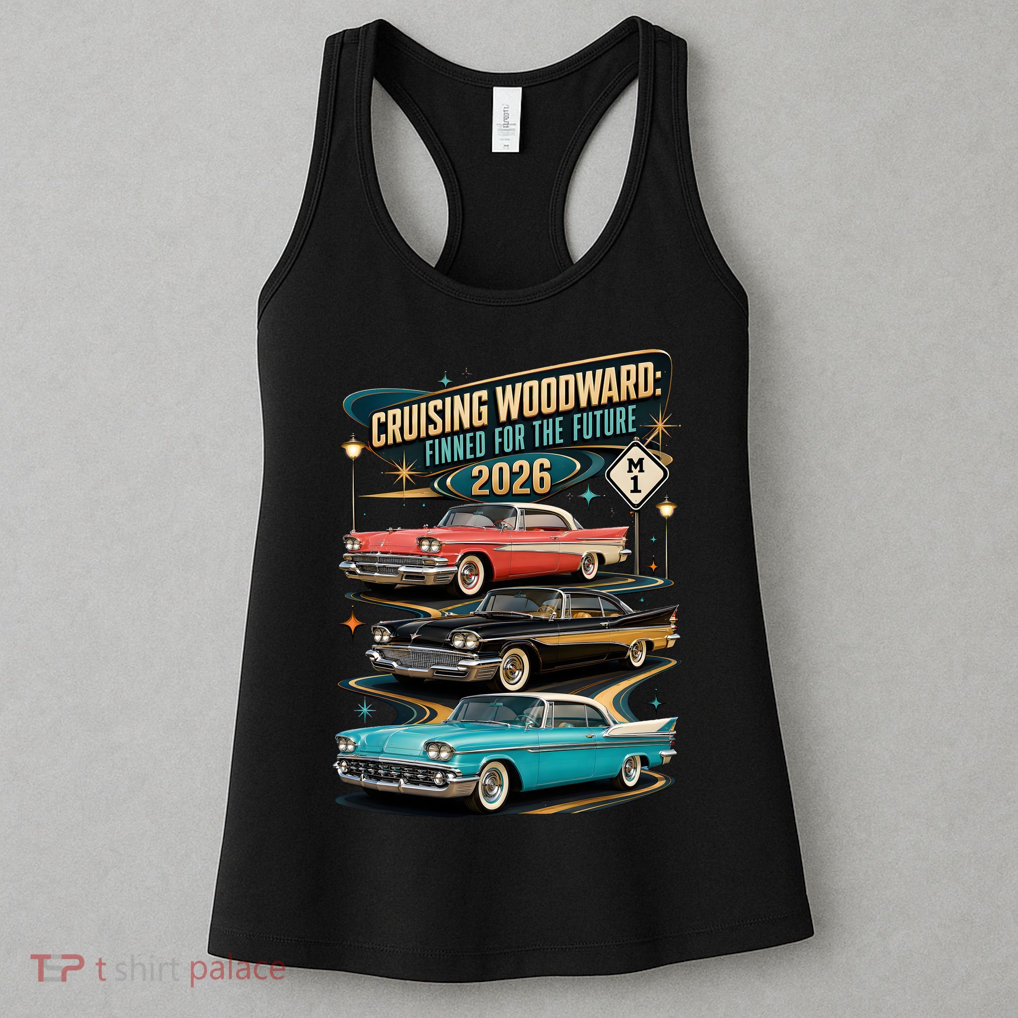 Cruising Woodward 2026 Finned Classic Car Cruise M1 Women's Tank Top