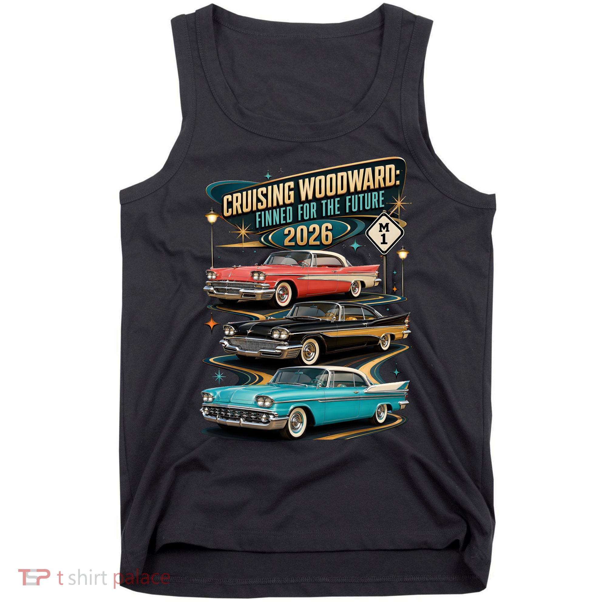 Cruising Woodward 2026 Finned Classic Car Cruise M1 Tank Top