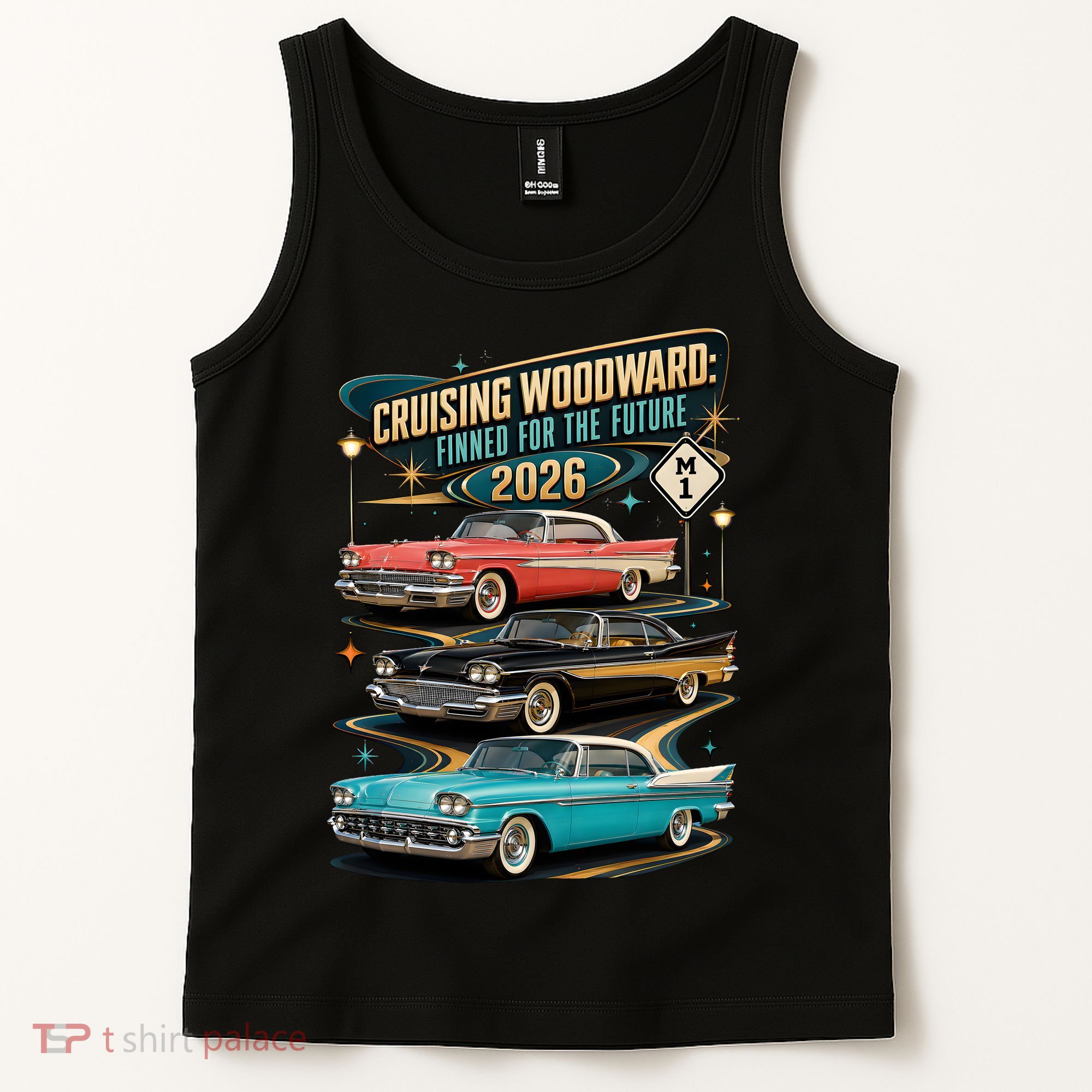 Cruising Woodward 2026 Finned Classic Car Cruise M1 Tank Top