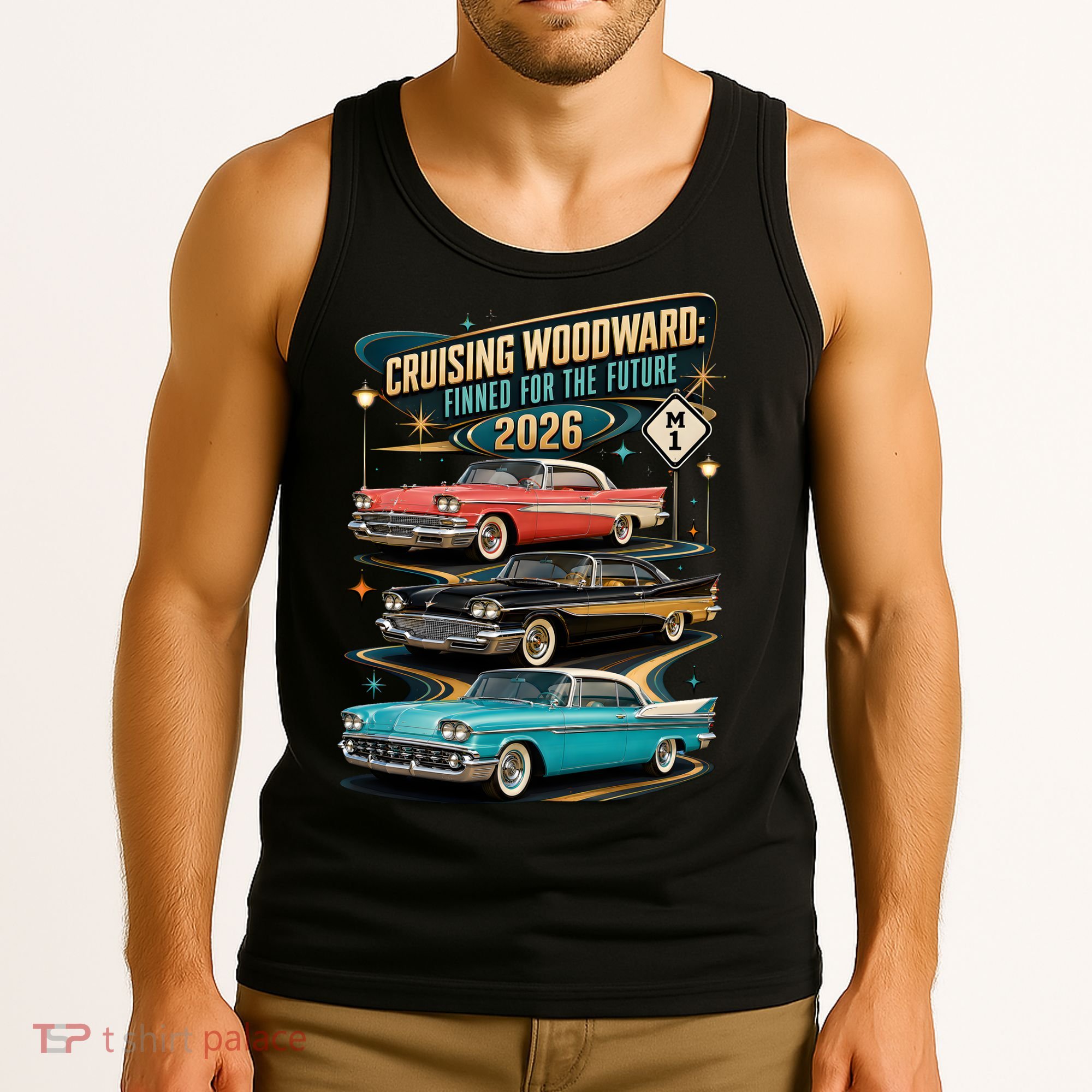 Cruising Woodward 2026 Finned Classic Car Cruise M1 Tank Top