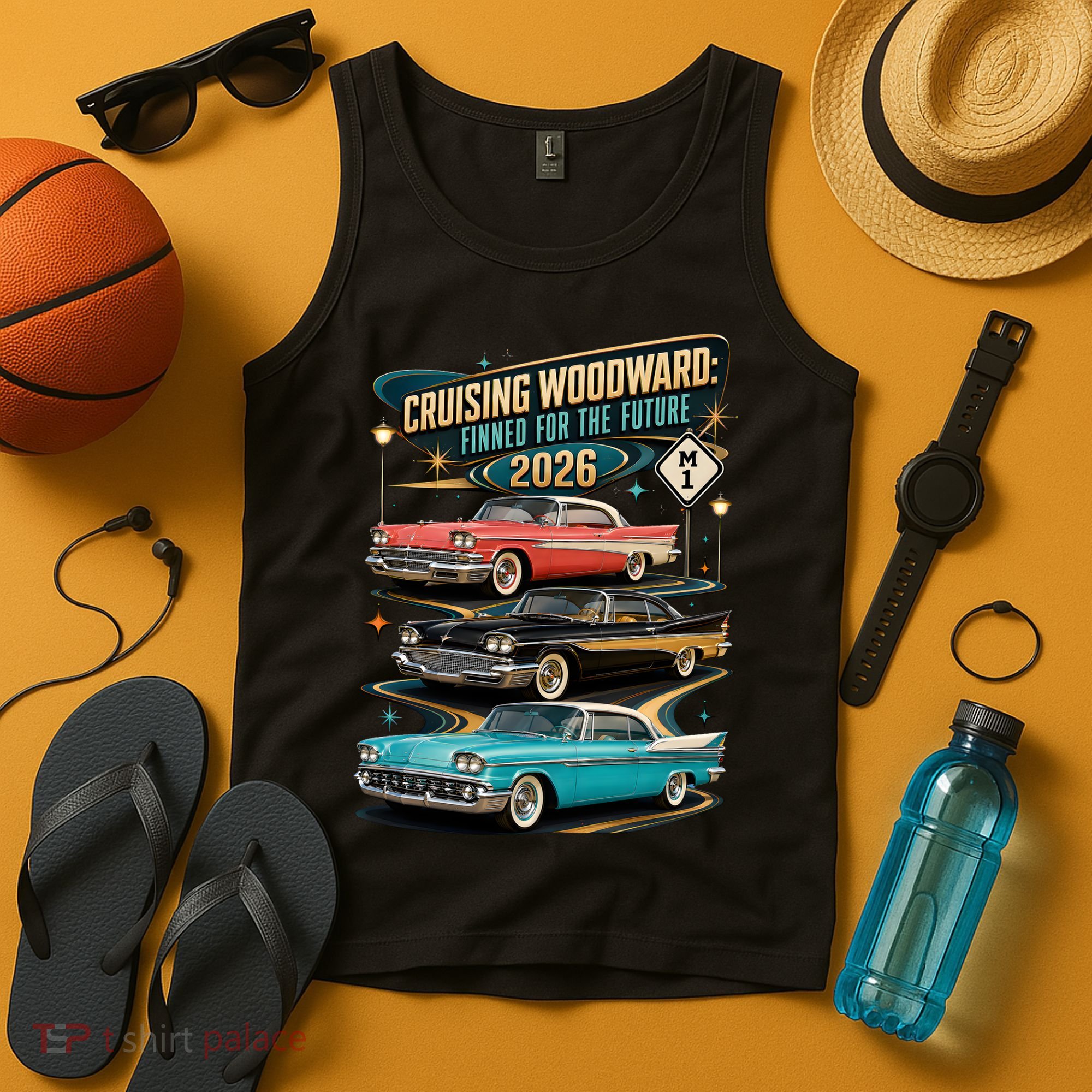 Cruising Woodward 2026 Finned Classic Car Cruise M1 Tank Top