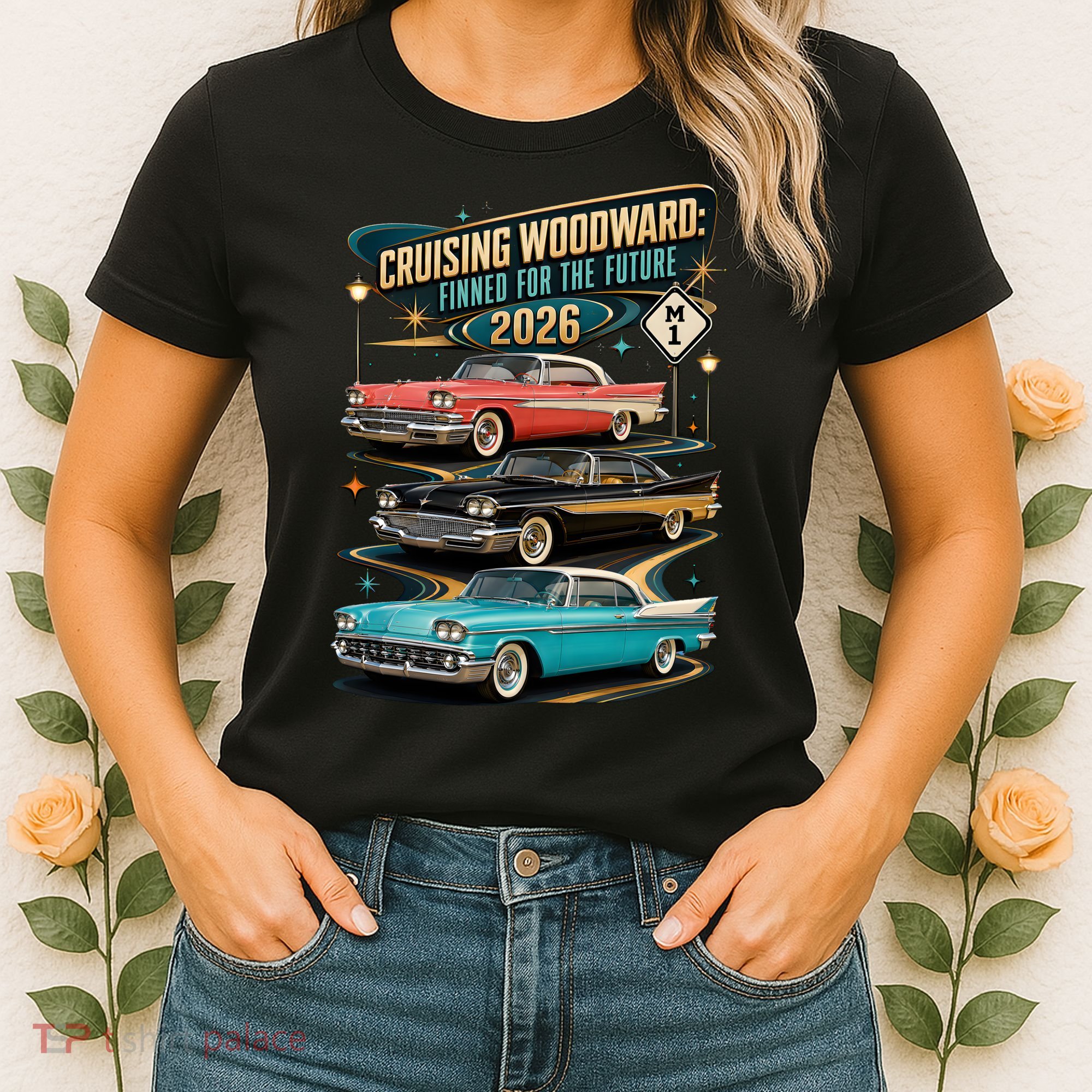 Cruising Woodward 2026 Finned Classic Car Cruise M1 Women's T-Shirt
