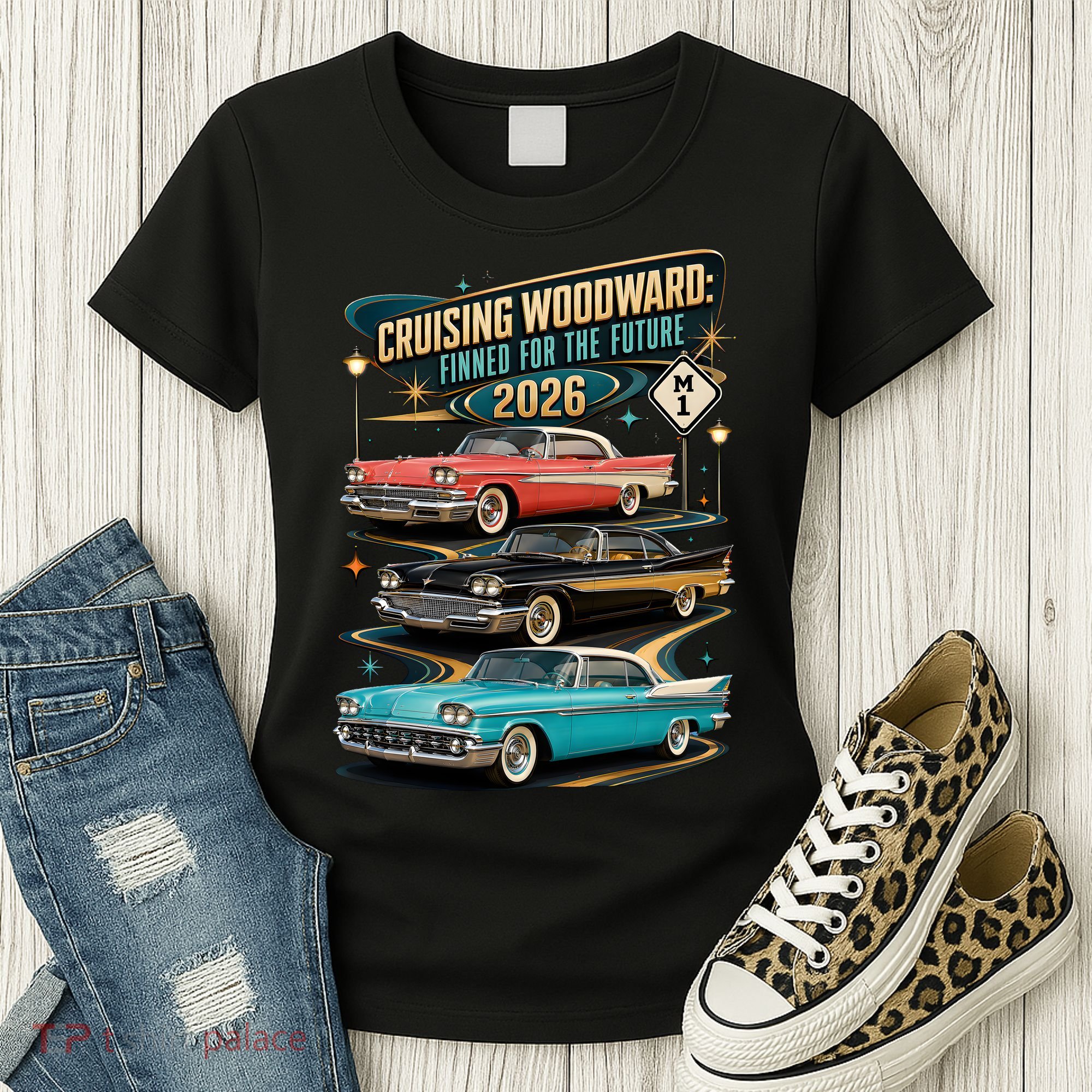 Cruising Woodward 2026 Finned Classic Car Cruise M1 Women's T-Shirt