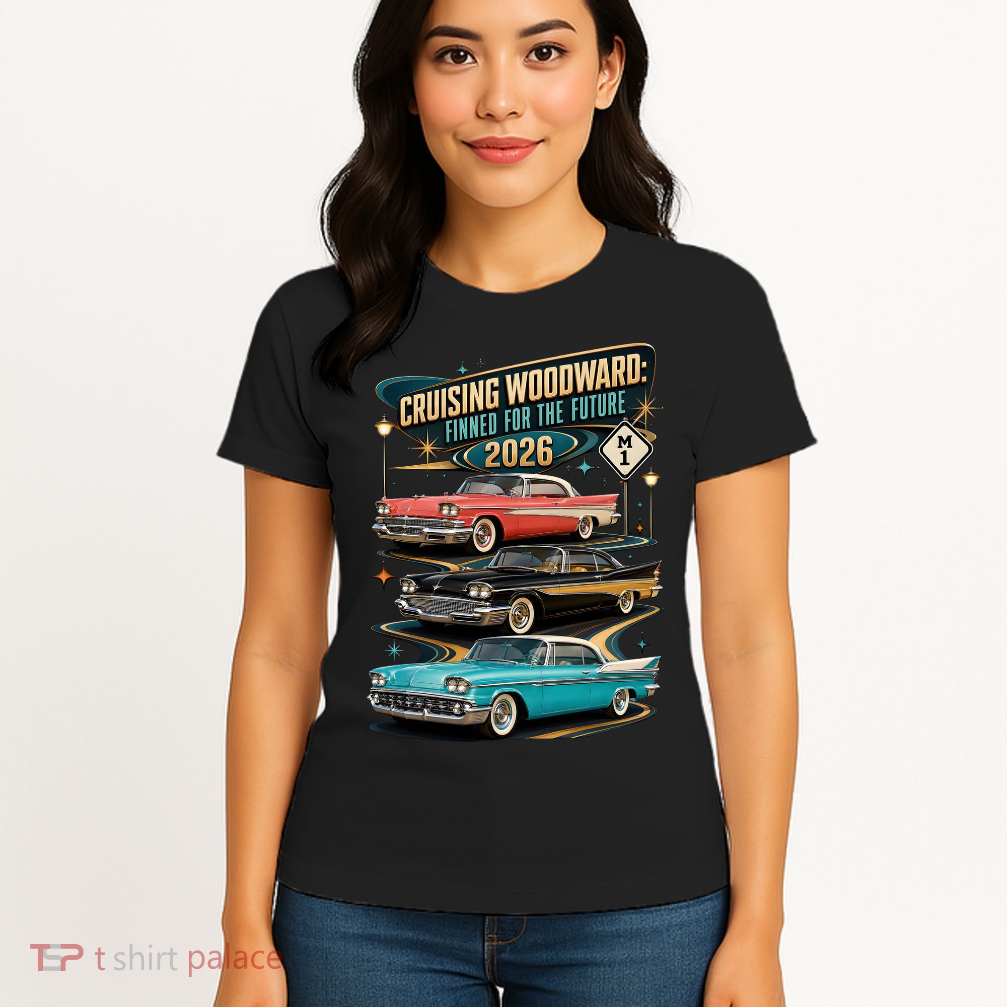Cruising Woodward 2026 Finned Classic Car Cruise M1 Women's T-Shirt
