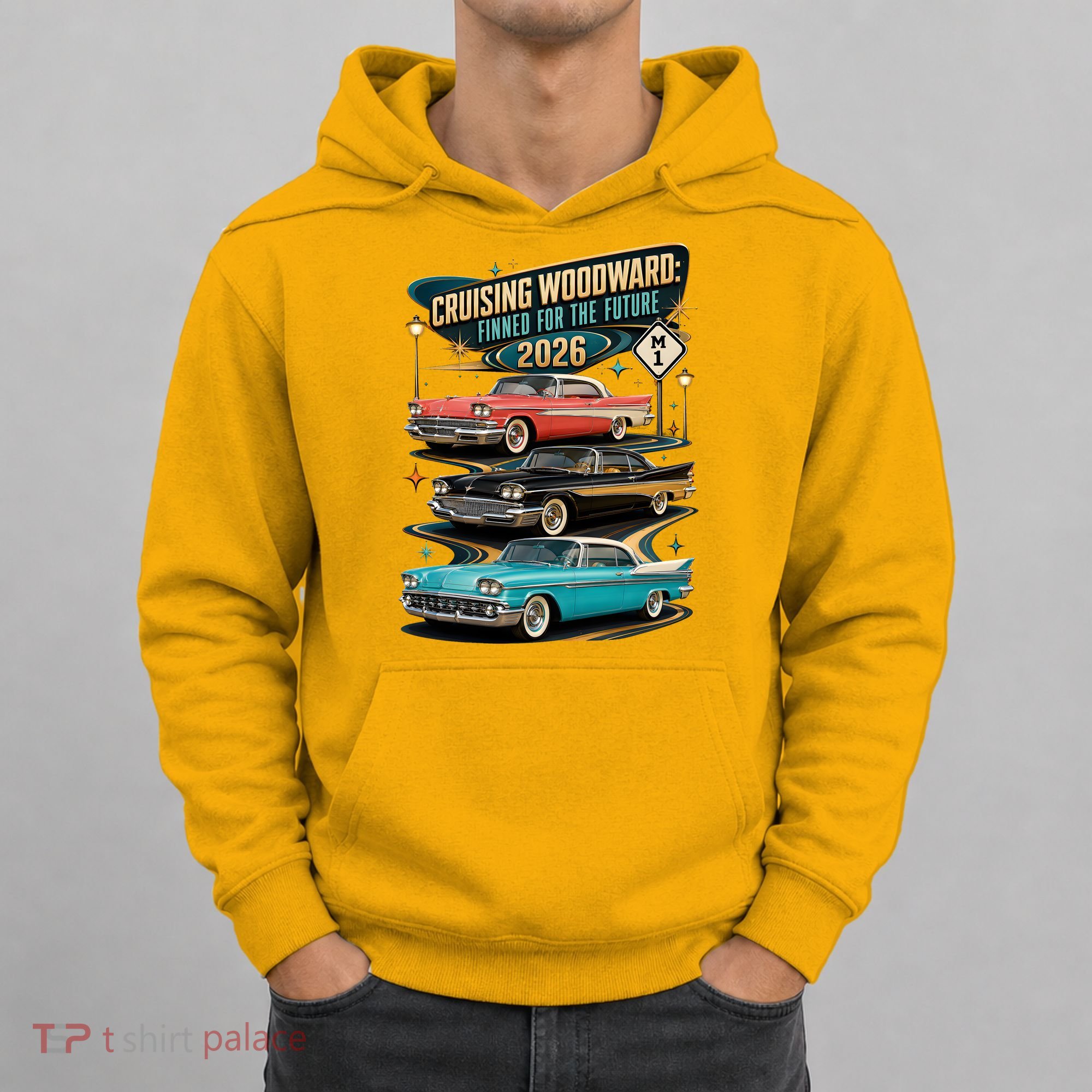 Cruising Woodward 2026 Finned Classic Car Cruise M1 Hoodie