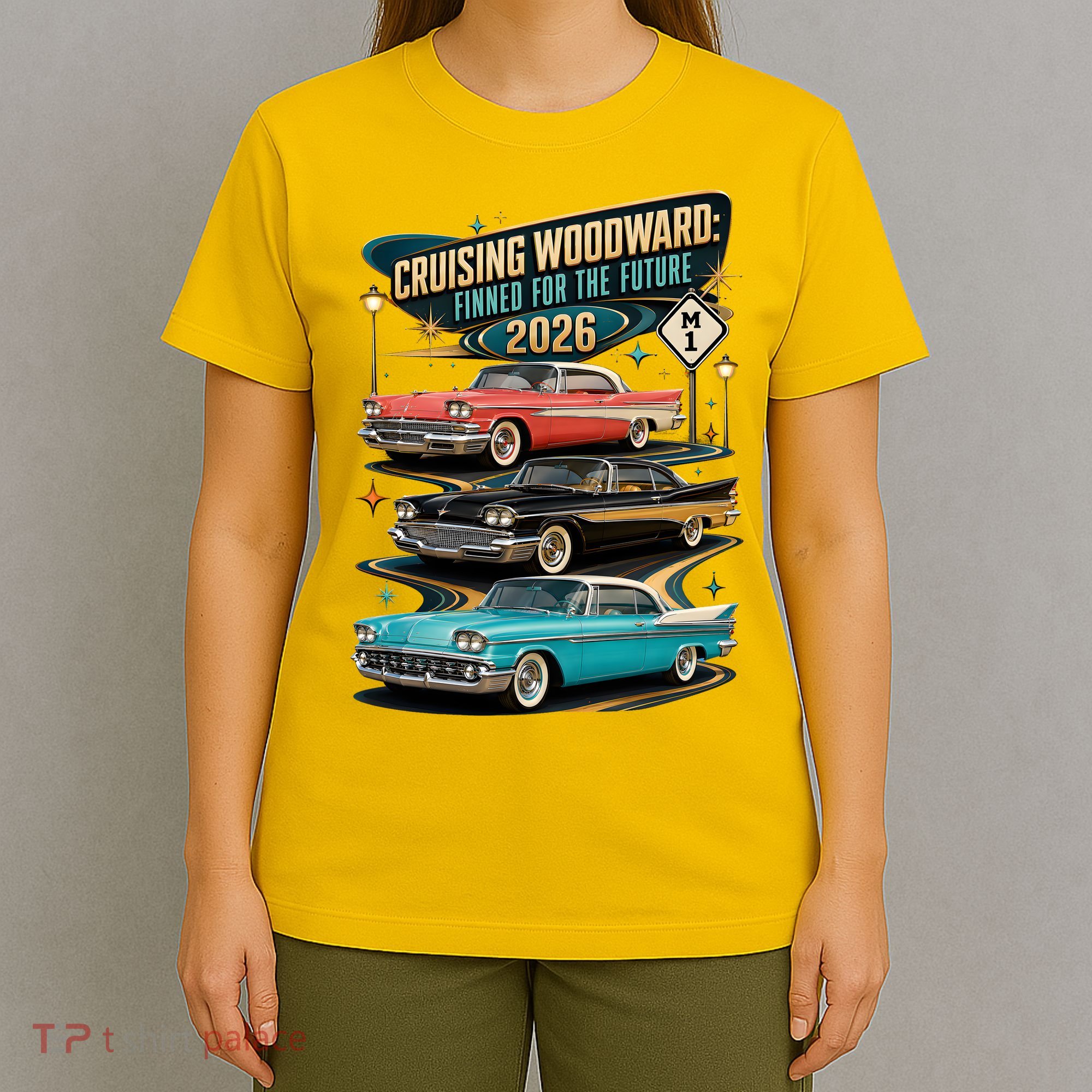 Cruising Woodward 2026 Finned Classic Car Cruise M1 T-Shirt