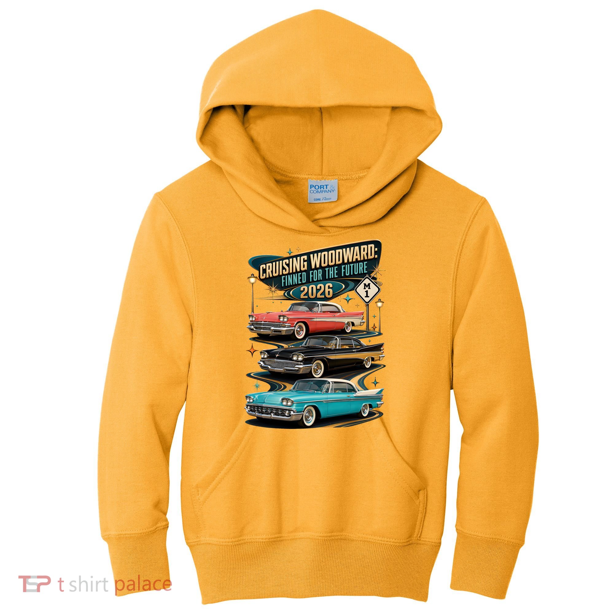 Cruising Woodward 2026 Finned Classic Car Cruise M1 Kids Hoodie