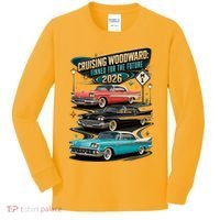 Cruising Woodward 2026 Finned Classic Car Cruise M1 Kids Long Sleeve Shirt thumb 0