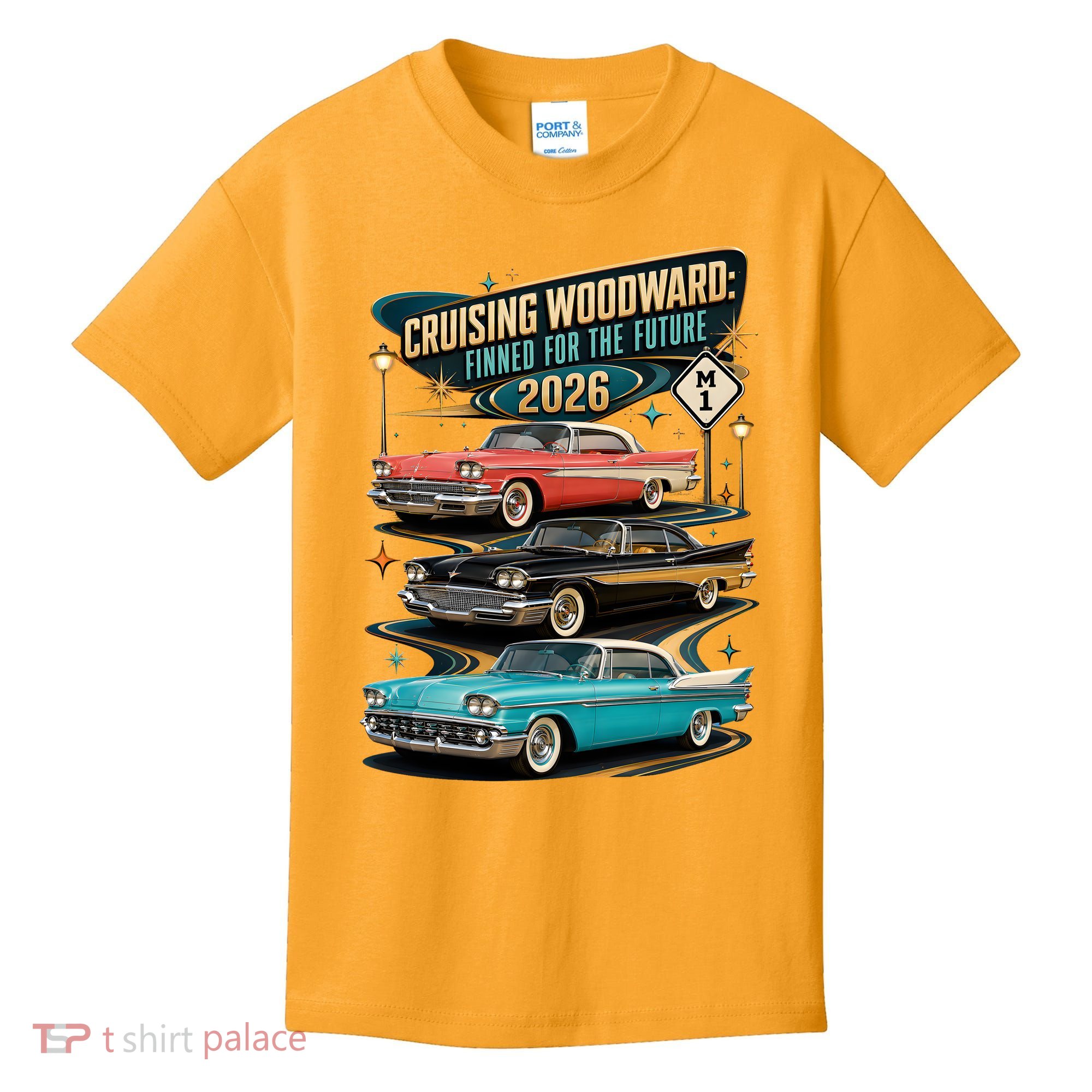 Cruising Woodward 2026 Finned Classic Car Cruise M1 Kids T-Shirt