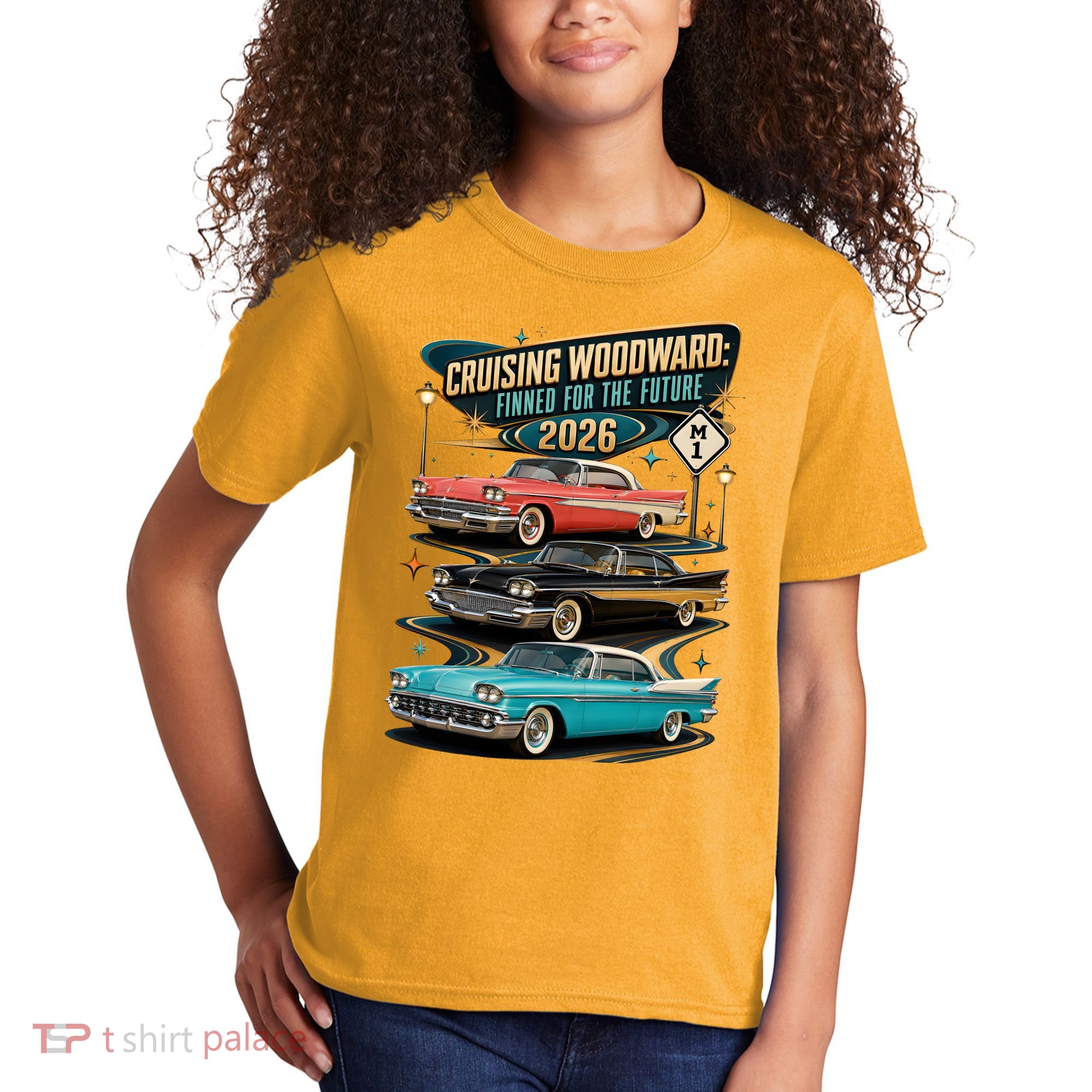 Cruising Woodward 2026 Finned Classic Car Cruise M1 Kids T-Shirt