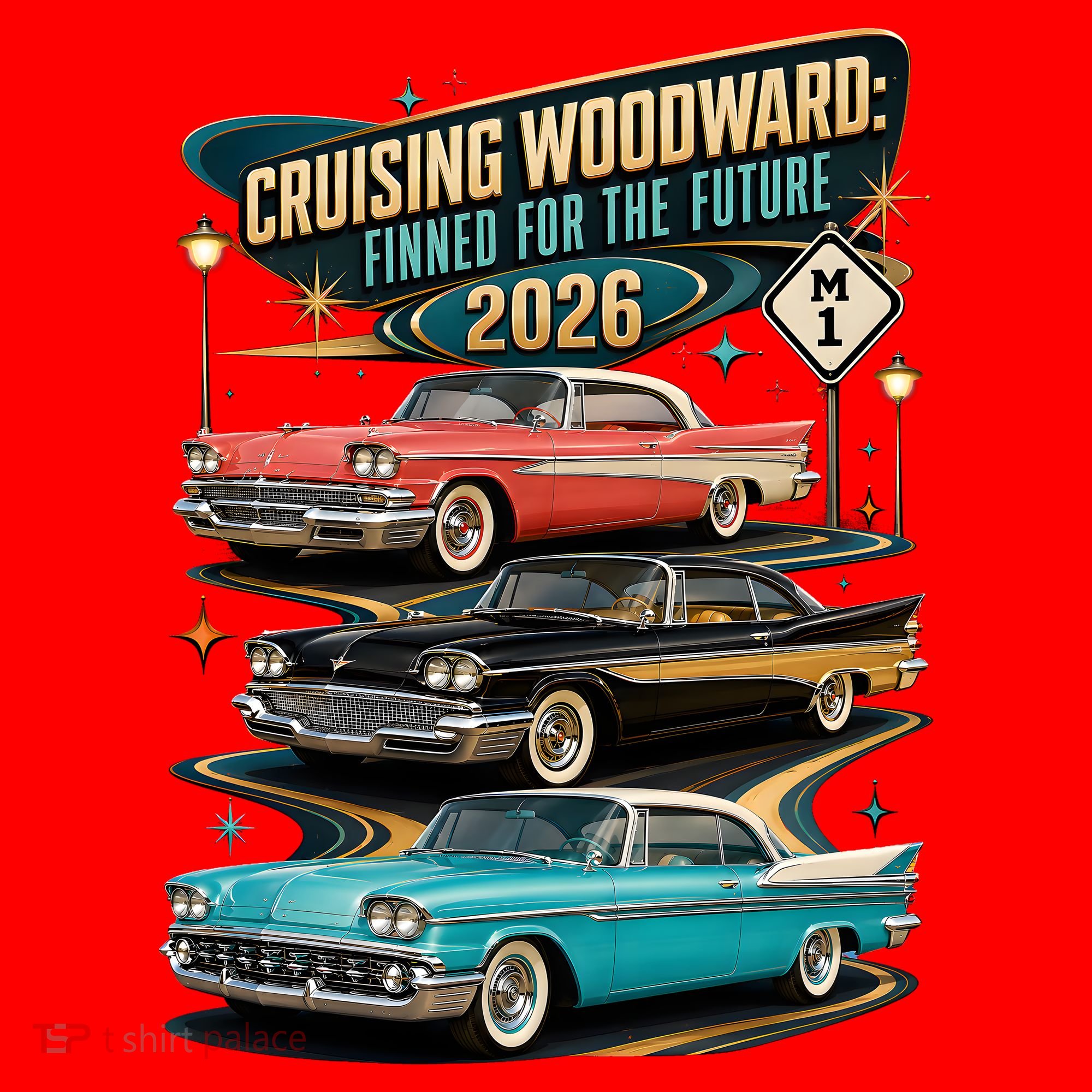Cruising Woodward 2026 Finned Classic Car Cruise M1 Santa Hat