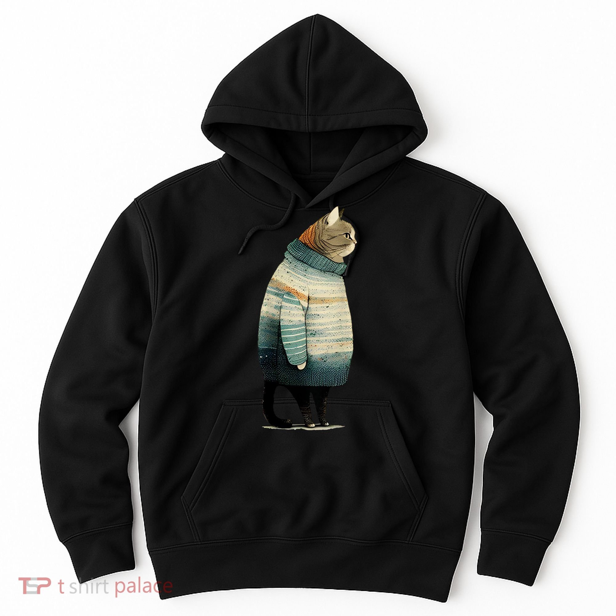 Cat Wearing A Sweater Funny Pet Fat Gray Cat In Sweater Hoodie