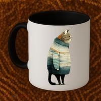 Cat Wearing A Sweater Funny Pet Fat Gray Cat In Sweater Coffee Mug thumb 2