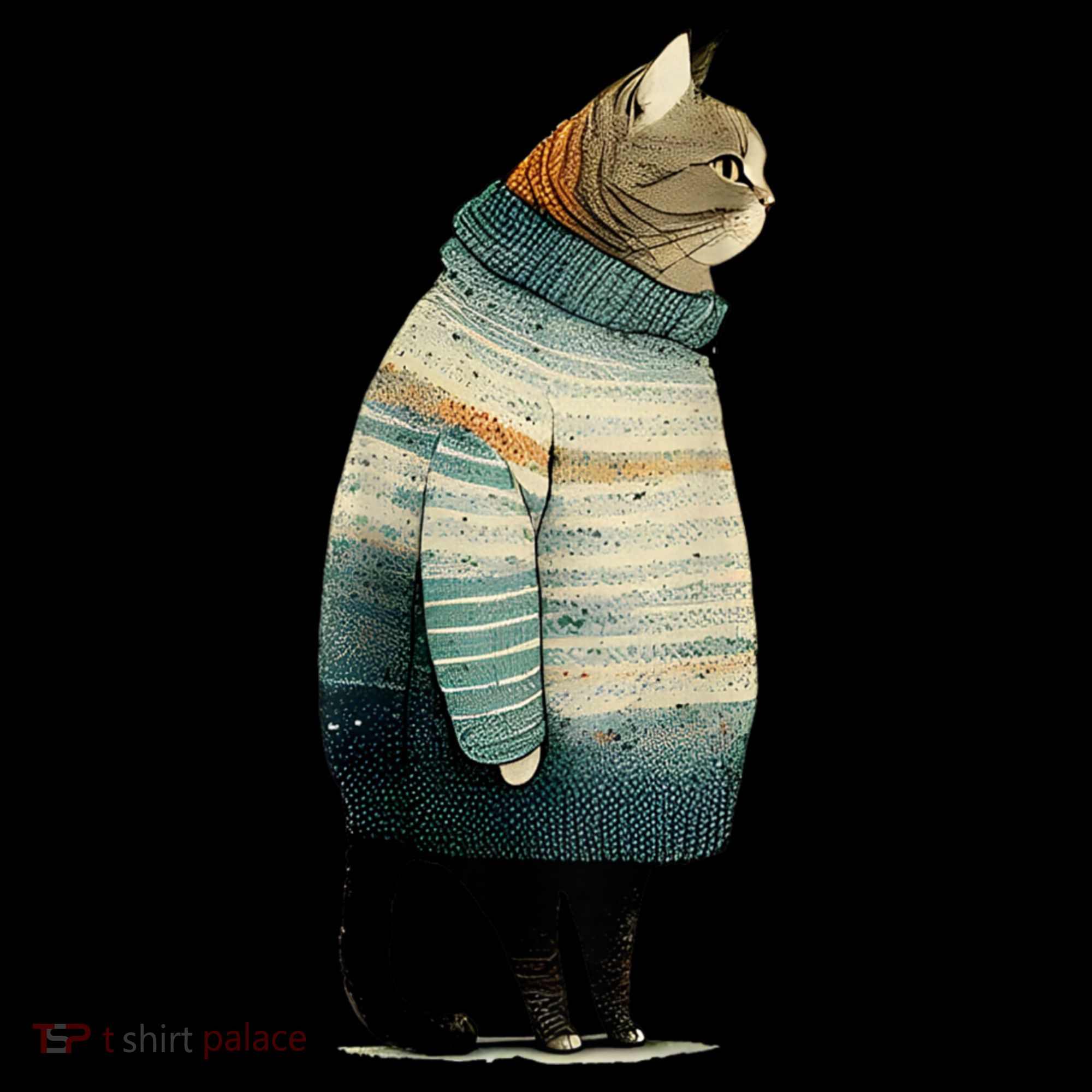 Cat Wearing A Sweater Funny Pet Fat Gray Cat In Sweater Coffee Mug