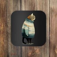 Cat Wearing A Sweater Funny Pet Fat Gray Cat In Sweater Coaster thumb 0