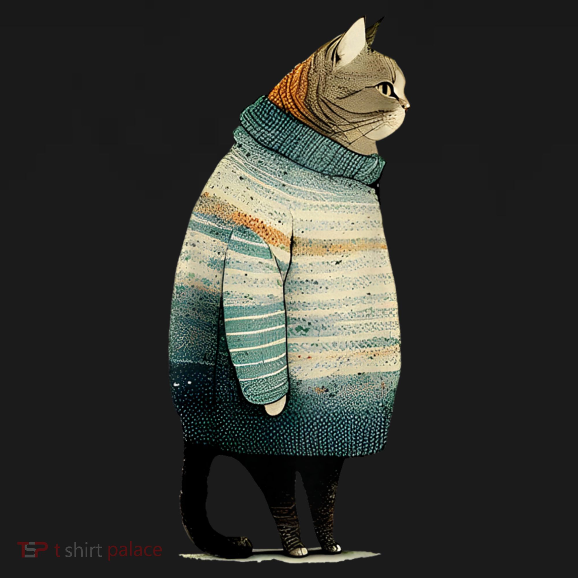 Cat Wearing A Sweater Funny Pet Fat Gray Cat In Sweater Polo