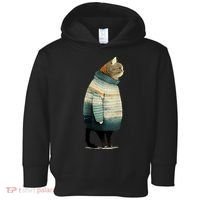 Cat Wearing A Sweater Funny Pet Fat Gray Cat In Sweater Toddler Hoodie thumb 0
