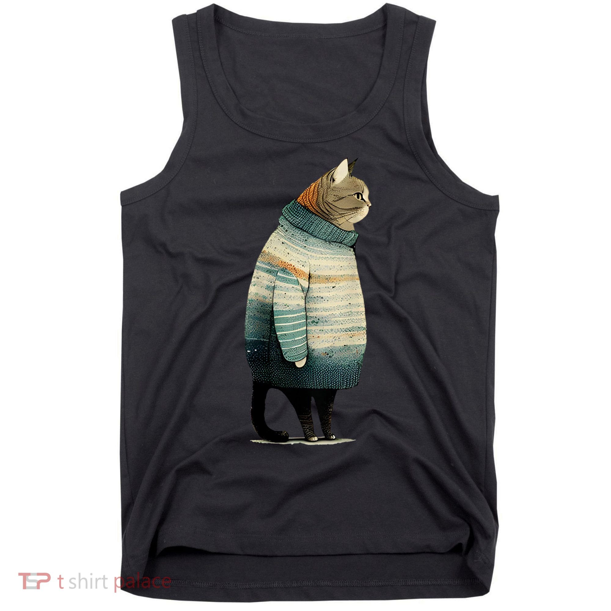 Cat Wearing A Sweater Funny Pet Fat Gray Cat In Sweater Tank Top