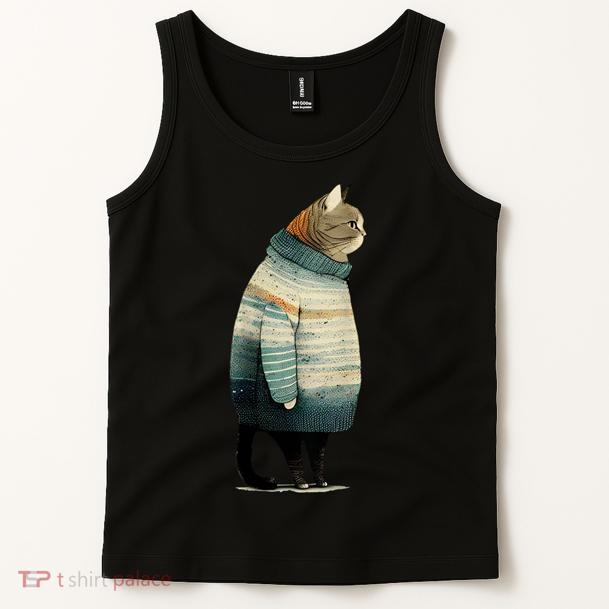 Cat Wearing A Sweater Funny Pet Fat Gray Cat In Sweater Tank Top