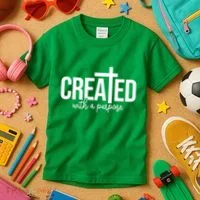 Created With A Purpose Christian Kids T-Shirt thumb 3