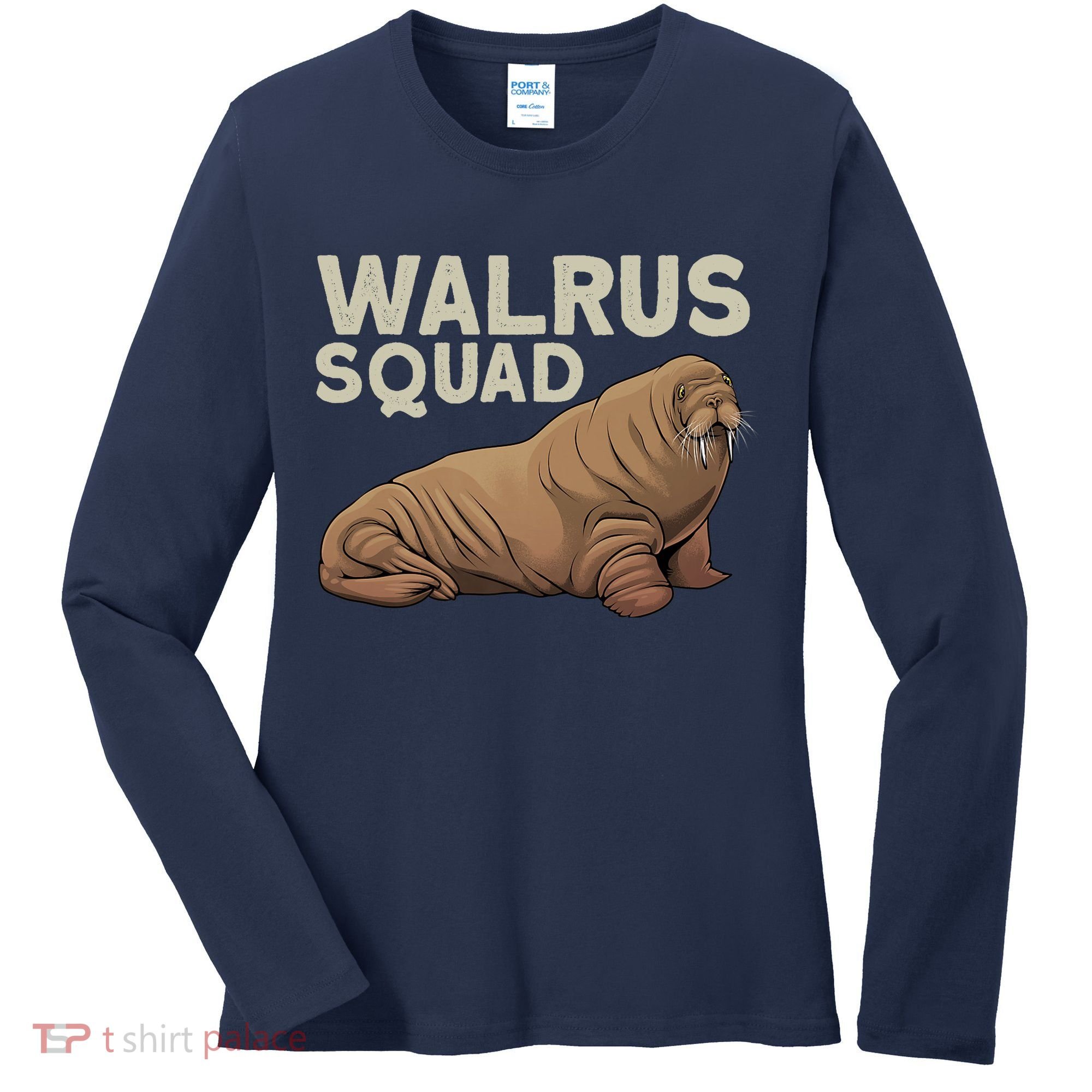 Cool Walrus Art For Ocean Animal Walrus Lover Women's Long Sleeve Shirt